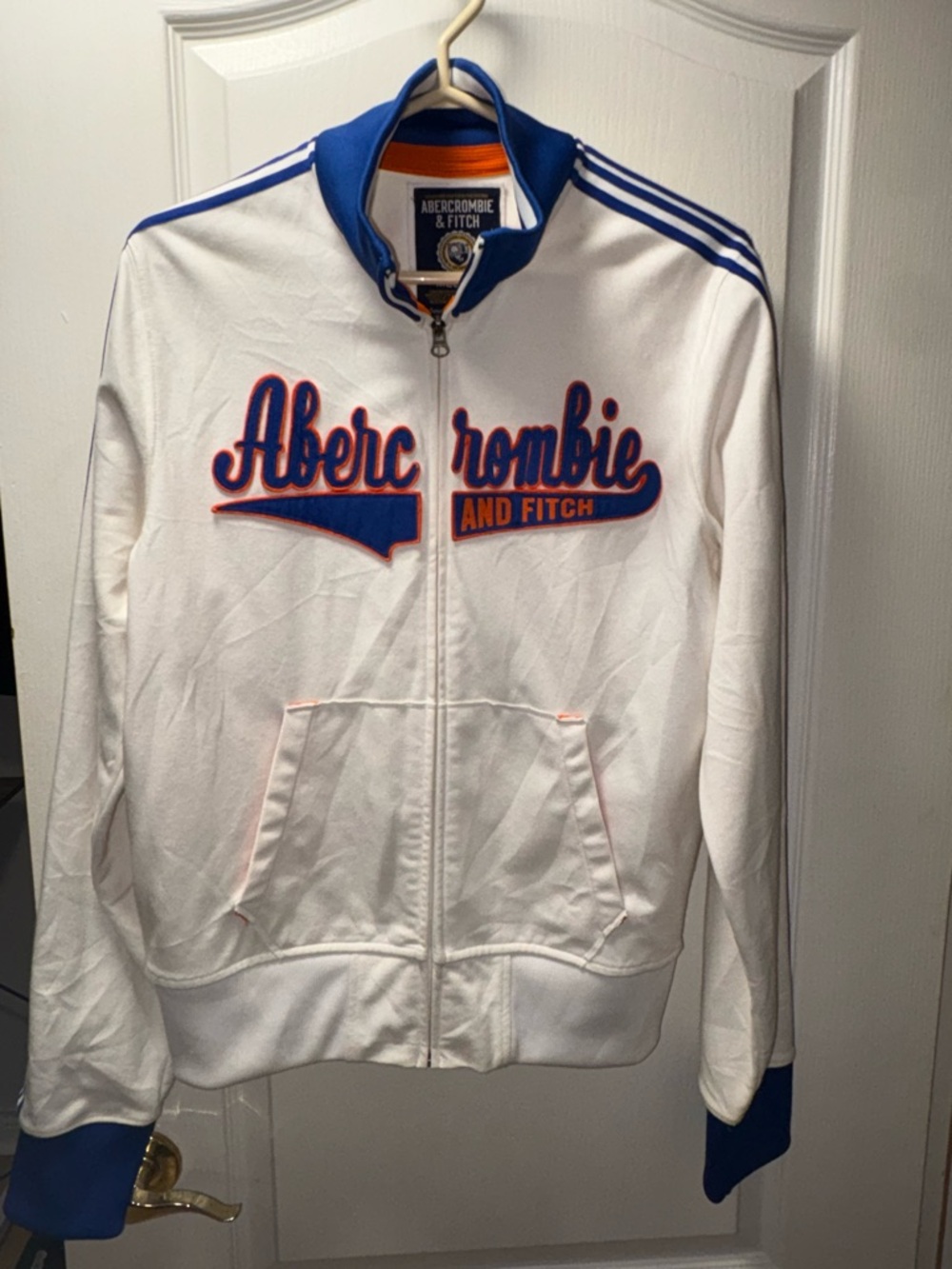 Vintage Abercrombie & Fitch Blue, White & Orange Zip Jacket